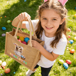 Personalised Cute Cartoon Bunny Girl Large Capacity Jute Bag with Name Daily Use Happy Easter Gift for Girls