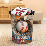 Personalized Sports Ball Design Waterproof Storage Laundry Basket with Handle and Number Name Birthday Housewarming Gift for Ball Sports Lovers