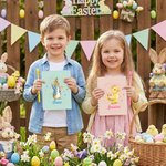 Personalized Cute Easter Peter Rabbit A5 Spiral Lined Notebook and Pen Set with Name Happy Easter Birthday Gift for Boys Girls