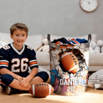 Personalized Sports Ball Design Waterproof Storage Laundry Basket with Handle and Number Name Birthday Housewarming Gift for Ball Sports Lovers