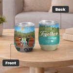 Personalised  Couple Love Forever Lake and Forest  Wine Tumbler Birthday Easy to Clean