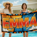 Personalized Cool Comic Style Lightning Cloud Quick Dry Oversized Beach Towel with Name Beach Party Birthday Gift for Family Friends