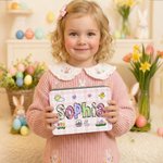 Personalized Rabbit Flowers Easter Eggs Food Grade Metal Biscuit Box with Name Daily Use Easter Gift for Boys Girls Kids
