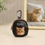 Personalized Oil Painting Style Pet Portrait Photo PU Leather Coin Purse with Hook Portable Accessory Daily Use Birthday Gift for Pet Lovers