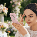 Miroir de poche de maquillage LED avec nom, cristal, fleur de naissance, papillon, voyage, utilisation quotidienne, cadeau de mariage pour les femmes, les fiancées, les mariées...