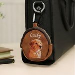 Personalized Oil Painting Style Pet Portrait Photo PU Leather Coin Purse with Hook Portable Accessory Daily Use Birthday Gift for Pet Lovers