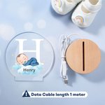 Personalized Cartoon Character Cloud Star LED Night Light with Wooden Base and Name Nursery Decor Birthday Baby Shower Gift for Babies Toddlers
