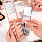 Personalisierte Herz Bogen Rose 5 Pcs Make-up Pinsel Box Set mit Namen und Spiegel Geburtstag Valentinstag Geschenk für Freunde Mädchen