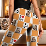 Henkilökohtaiset 1-4 lemmikkikuvat tassun tulostus Checkerboard Stretch Leggings joogahousut nimillä Päivittäiset urheilutarvikkeet Syntymäpäivälahja lemmikkieläinten ystäville omistajille