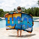 Personalizzato Cool Comic Style Lightning Cloud Quick Dry Oversized Beach Towel con nome Beach Party Birthday Gift for Family Friends (Regalo di compleanno per la famiglia e gli amici)