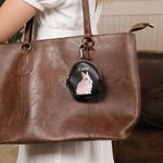 Personalized Oil Painting Style Pet Portrait Photo PU Leather Coin Purse with Hook Portable Accessory Daily Use Birthday Gift for Pet Lovers