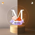 Personalized Cartoon Character Cloud Star LED Night Light with Wooden Base and Name Nursery Decor Birthday Baby Shower Gift for Babies Toddlers