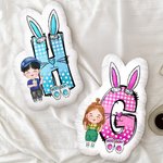 Personalized Cute Cartoon Kid Character Initial Shaped Throw Pillow Home Decor Birthday Gift for Boys Girls