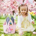 Panier de œufs Pâques personnalisé avec nom et motif lapin - Cadeau fête de Pâques pour les enfants