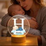 Personalized Cartoon Character Cloud Star LED Night Light with Wooden Base and Name Nursery Decor Birthday Baby Shower Gift for Babies Toddlers