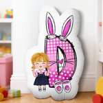 Personalized Cute Cartoon Kid Character Initial Shaped Throw Pillow Home Decor Birthday Gift for Boys Girls