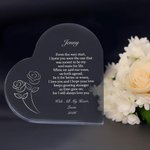 Plaque en Acrylique Personnalisée avec Titre Texte Décoration Transparente en Forme de Cœur Cadeau Noël St Valentin pour Couple Famille