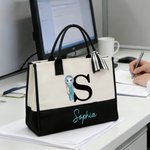 Personalisierte Cartoon-Charakter Stethoskop große Kapazität Canvas Tote Tasche mit Namen Geburtstag Anerkennung Geschenk für Krankenschwester Arzt