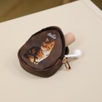Personalized Oil Painting Style Pet Portrait Photo PU Leather Coin Purse with Hook Portable Accessory Daily Use Birthday Gift for Pet Lovers