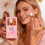 Personalisierte Herz Bogen Rose 5 Pcs Make-up Pinsel Box Set mit Namen und Spiegel Geburtstag Valentinstag Geschenk für Freunde Mädchen