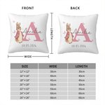 Personalised Multicolor Peter Rabbit Bunny Cushion Cover with Name Nursery Decor Baby Shower Birthday Gift for Baby Kid