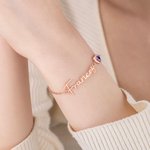 Personalised Heart Birthstone Bracelet with Name Dainty Jewellery Valentine's Day Mother's Day Birthday Gift for Couples  Moms
