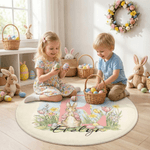 Personalisierte niedliche Peter Rabbit Osterei Runde Bodenmatte mit Namen und Initialen Home Decor Ostern Geschenk für Kleinkinder Kinder