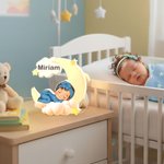 Personaje de dibujos animados personalizado Luna LED Luz de Noche con Nombre Decoración de Guardería Cumpleaños Baby Shower Regalo para Bebés Niños Pequeños
