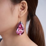 Personalizado colorido nacimiento de flores en forma de gota de agua de acrílico Pendientes Día de la Madre Aniversario Cumpleaños Regalo para la Madre Mujer
