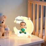 Personaje de dibujos animados personalizado Luna LED Luz de Noche con Nombre Decoración de Guardería Cumpleaños Baby Shower Regalo para Bebés Niños Pequeños
