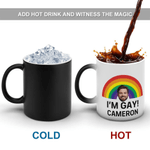Personalised Funny Rude I'm Gay Rainbow Face Photo 12 oz Thermochromic Ceramic Coffee Mug with Name Pride Month Birthday Gift for Gay Men
