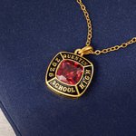 Personalized Birthstone Shield Badge Sterling Silver Necklace with Text Dainty Jewellery Class of 2026 Graduation Gift for Graduates Friends Classmates