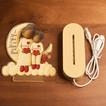 Personalised Cartoon Character Moon Heart Acrylic LED Night Light with Name and Wooden Base Room Decor Birthday Gift for Kid Grandma