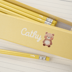 Gepersonaliseerde schattige bosdieren Macaron-gekleurde doos van 12 HB potloden Stationery Set met naam Terug naar school Verjaardagscadeau voor kinderen