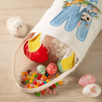 Henkilökohtainen söpö Bunny Ears Rabbit pääsiäiskori, jossa nimi ja alkuperäiset munat Metsästys Party Favor pääsiäislahja pojille tytöille