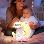 Personaje de dibujos animados personalizado Luna LED Luz de Noche con Nombre Decoración de Guardería Cumpleaños Baby Shower Regalo para Bebés Niños Pequeños