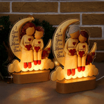 Personalised Cartoon Character Moon Heart Acrylic LED Night Light with Name and Wooden Base Room Decor Birthday Gift for Kid Grandma