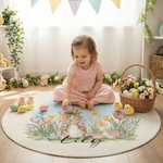 Personalisierte niedliche Peter Rabbit Osterei Runde Bodenmatte mit Namen und Initialen Home Decor Ostern Geschenk für Kleinkinder Kinder