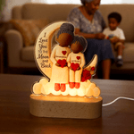Personalised Cartoon Character Moon Heart Acrylic LED Night Light with Name and Wooden Base Room Decor Birthday Gift for Kid Grandma