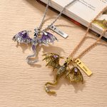Personalizada Fantasía Dragón Rhinestone Collar Colgante con Nombre Misteriosa joyería Regalo de cumpleaños para los amantes del dragón amigo