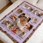 Personalised Infant Life Milestones 13 Photos Tassel Soft Throw Blanket with Name Text Baby Shower Birthday Gift for Newborns