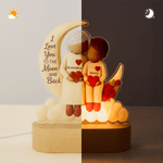 Personalised Cartoon Character Moon Heart Acrylic LED Night Light with Name and Wooden Base Room Decor Birthday Gift for Kid Grandma