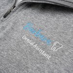 Personalizada lindo diente bordado Dental cuarto de cremallera sudadera con cuello con el nombre de cumpleaños de Apreciación de Regalo para Asistente Dental