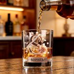 Gepersonaliseerd Bloem Alfabet 295 ml Old Fashioned Whiskyglas met Naam Valentijnsdag- en Verjaardagscadeaus voor Koppels en Wijnliefhebbers