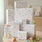 Papel de regalo floral personalizado con nombre de conejito con lazo Set de 3 regalos de Pascua para niños el día de su cumpleaños