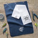 Serviette de bain gaufrée brodée avec monogramme, avec nom et pince suspendue Cadeau d'anniversaire pour les hommes passionnés de pêche
