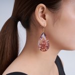Personalizado colorido nacimiento de flores en forma de gota de agua de acrílico Pendientes Día de la Madre Aniversario Cumpleaños Regalo para la Madre Mujer