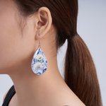 Personalizado colorido nacimiento de flores en forma de gota de agua de acrílico Pendientes Día de la Madre Aniversario Cumpleaños Regalo para la Madre Mujer