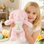 Personalized Bible Verse Cute Chick Bunny Easter Bunny Stuffed Toy with Name Easter Egg Hunt Gift for Kids Boys Girls
