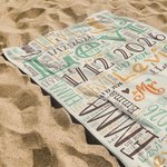 Toalla de playa personalizada Nube de palabras multicolor Superabsorbente Regalo de San Valentín para parejas
